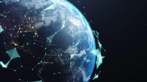 Planet Earth With Global Communication Digital Plexus Lines. Data Exchange Stock Footage 273642788