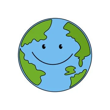 Planet Earth. Globe with cute face smiling for humanity vector Stock Illustration