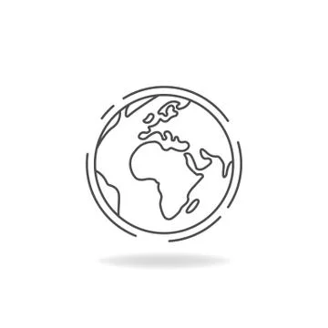 Planet earth globe icon in linear style. Vector EPS 10 Stock Illustration
