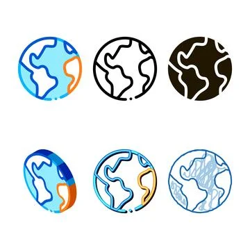 Planet earth globe icon minimal outline Stock Illustration