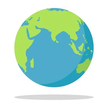 Planet earth globe map isolated on white background flat vector illustration Stock Illustration