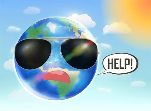Planet earth globe need help from global warming Stock Illustration