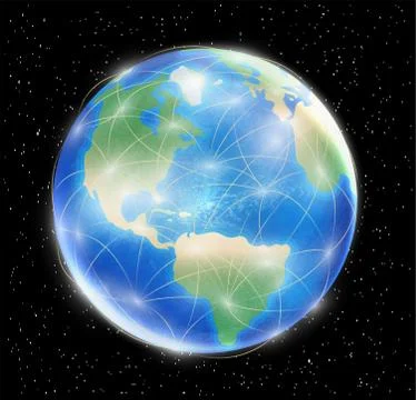 Planet earth globe with network line connected Stock Illustration