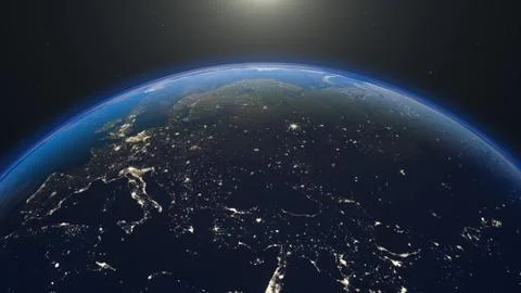 Planet earth globe at night. Highly detailed. Elements of this image furnished b Illustrazione stock