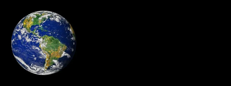 Planet earth globe from space isolated on black background banner or header.. Stock Photos