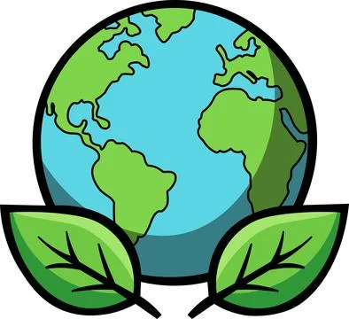 Planet Earth globe with two green eco leaves Stockillustratie