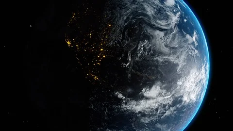 Planet Earth Globe View from Space Universe Time Change from Night to Day Light Vídeo Stock 108270881
