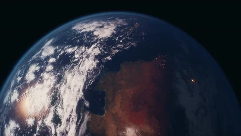 Planet earth globe view from space showing realistic earth surface and world map Stock Footage 219290221