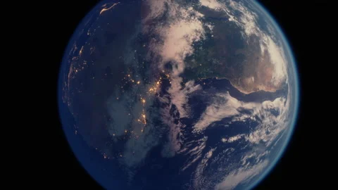Planet earth globe view from space showing realistic earth surface and world map Stock Footage 219650508