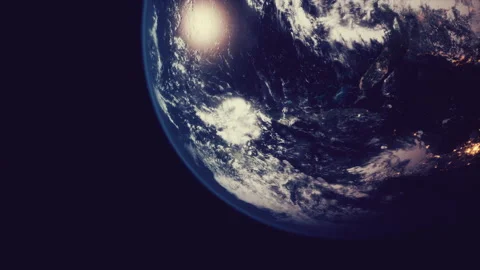 Planet earth globe view from space showing realistic earth surface and world map Stock Footage 220026048