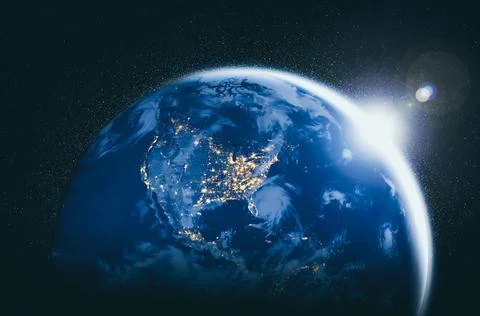 Planet earth globe view from space showing realistic earth surface and world map 库存插图