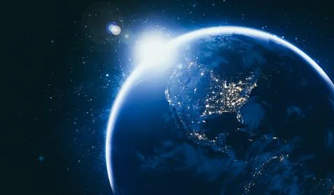 Planet earth globe view from space showing realistic earth surface and world map 스톡 사진