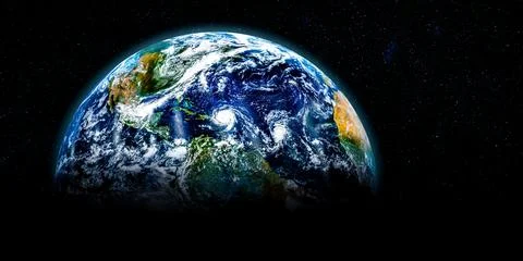 Planet earth globe view from space showing realistic earth surface and world map Stock Photos