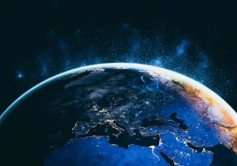 Planet earth globe view from space showing realistic earth surface and world map 스톡 사진