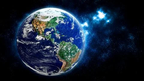 Planet earth globe view from space showing realistic earth surface and world map 스톡 사진