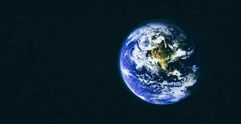 Planet earth globe view from space showing realistic earth surface and world map Stock Photos
