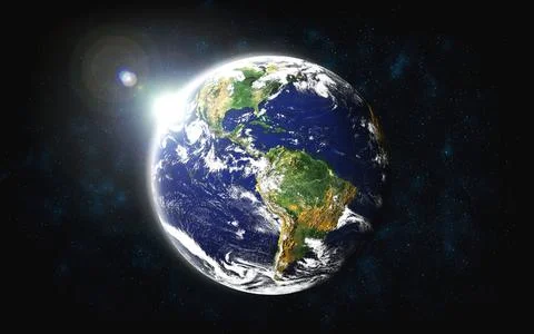 Planet earth globe view from space showing realistic earth surface and world map 스톡 사진