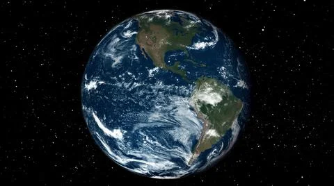 Planet earth globe view from spaceflight with realistic earth surface from space Stock Illustration