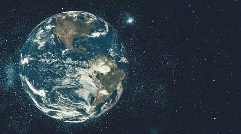 Planet earth globe view from spaceflight with realistic earth surface from space 写真素材