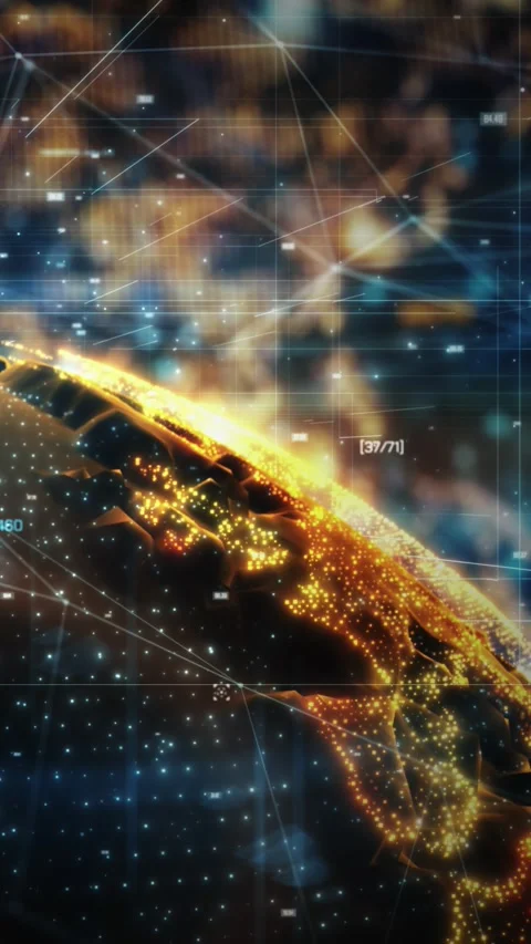 Planet earth glowing with data and connections in cyberspace Stock Footage 297263478