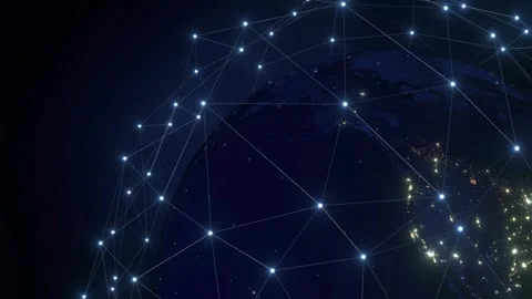 Planet Earth with Glowing Digital Plexus Network - Close-Up Stock Footage 346593705