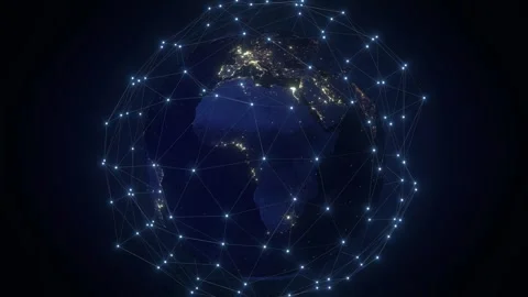 Planet Earth with Glowing Digital Plexus Network Zoom in to Asia Stock Footage 346593810