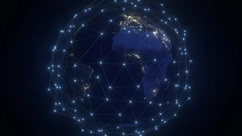 Planet Earth with Glowing Digital Plexus Network Zoom in to Australia Stock Footage 346593832
