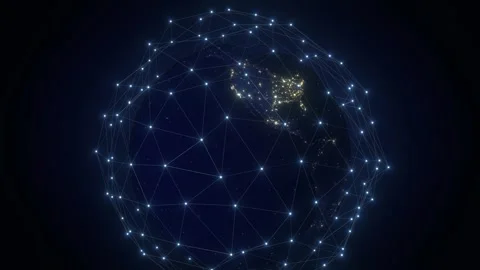 Planet Earth with Glowing Digital Plexus Network Zoom in to Europe Stock Footage 346593936