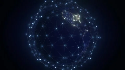 Planet Earth with Glowing Digital Plexus Network Zoom in to South America Stock Footage 346593947