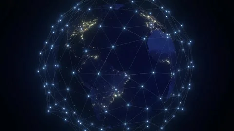Planet Earth with Glowing Digital Plexus Network Zoom in to Asia Stock Footage 346594057