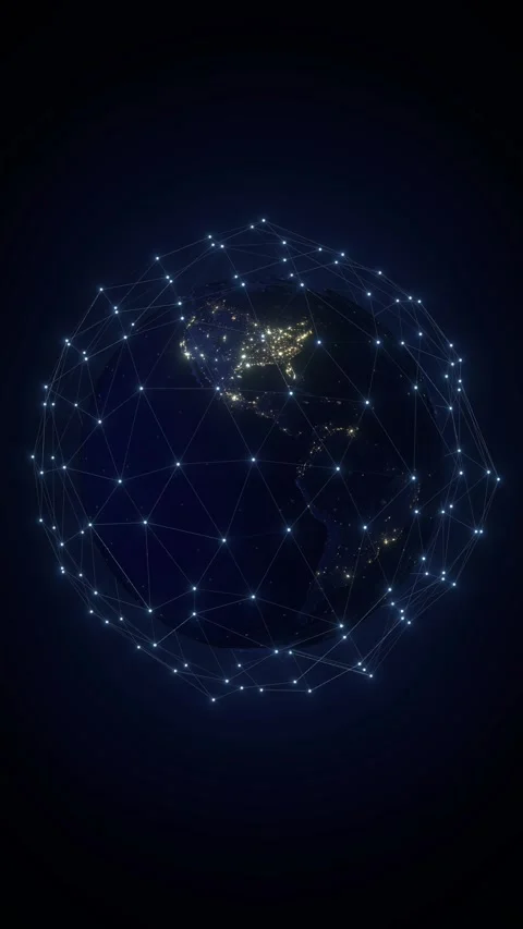 Planet Earth with Glowing Digital Plexus Network Stock Footage 346699544
