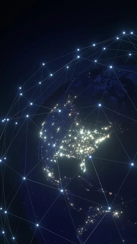 Planet Earth with Glowing Digital Plexus Network Stock Footage 346699582