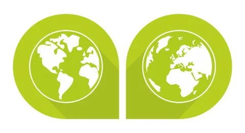 Planet Earth green vector sign isolated on white background Illustrazione stock