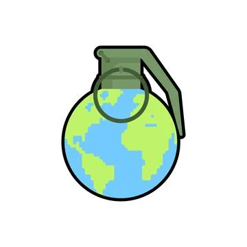 Planet earth grenade. Earth explosive. Vector illustration Illustrazione stock