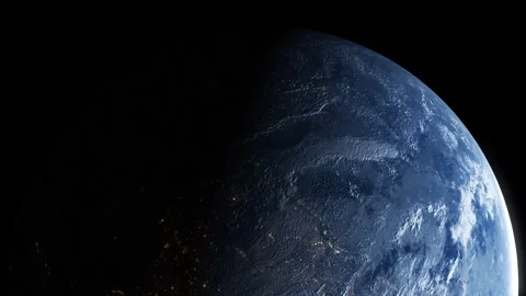 Planet Earth Half in Shadow Rotating in Space Stock Footage 341870439