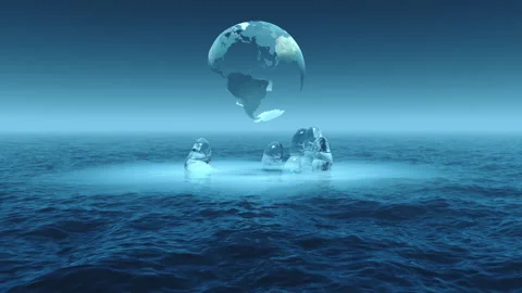 Planet earth in the hand of god over the endless sea. Video stock 170596336