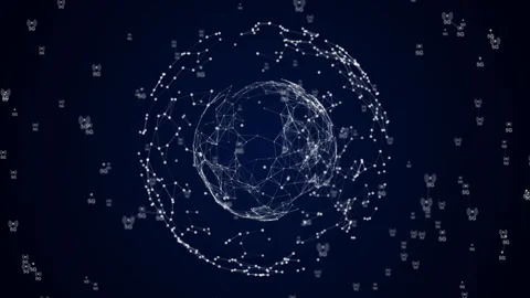 The Planet Earth Hologram Rotating Node Connection Numbers Stock Footage 338064263