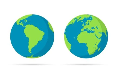 Planet Earth icon. Flat planet Earth icon. Stock Illustration