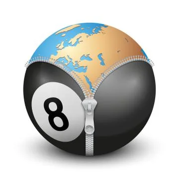 Planet Earth inside billiard ball Stock Illustration