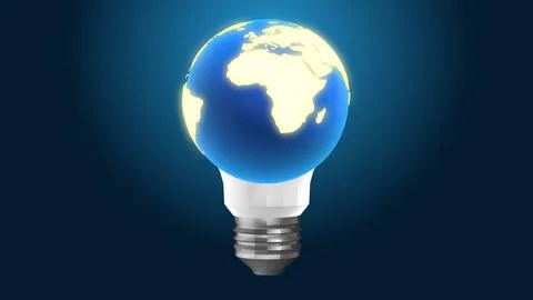 Planet earth inside energy saving lamp Stock Illustration