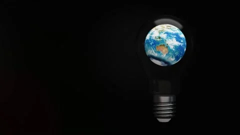 Planet earth inside light bulb, concept of renewable energy and environmental, s Видео 200811150