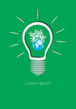 Planet earth inside light bulb Stock Illustration