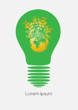 Planet earth inside light bulb Stock Illustration