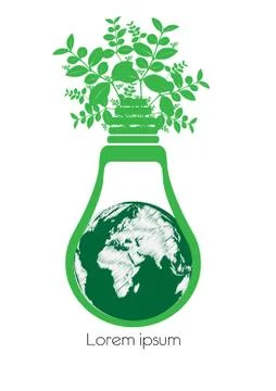 Planet earth inside light bulb Stock Illustration