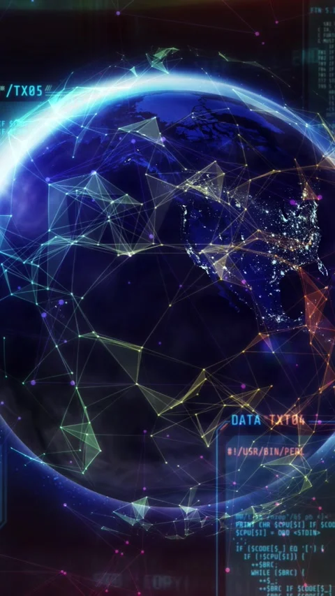 Planet earth in the interweaving of the digital world. Stock Footage 270166958