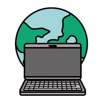 Planet earth with laptop computer icon Stock Illustration