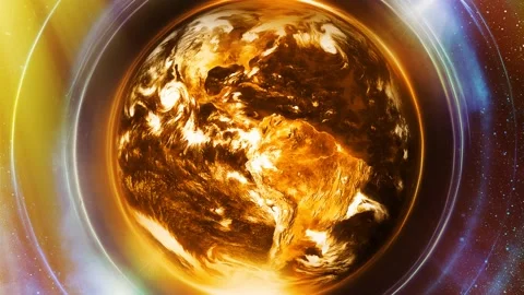 Planet Earth in light circle, Cosmic Space background. Computer Video stock 158164837