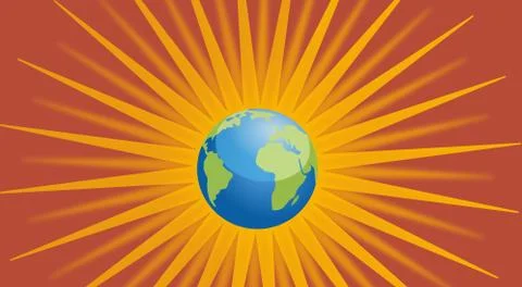 Planet Earth with light rays behind Illustrazione stock