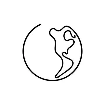 Planet Earth line art - One line style world. Simple modern minimalistic style Illustrazione stock