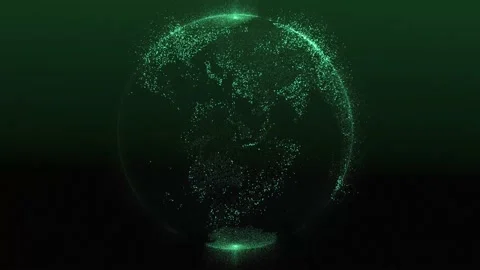 Planet earth made of particles. Globe made of digital noise. Big date.  Stock Footage 180522317
